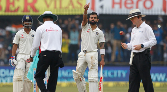 हैदाराबाद टेस्ट: विराट और मुरली के शतक, पहली पारी में 3 विकेट पर बनाए 356 virat ajinkya partnership