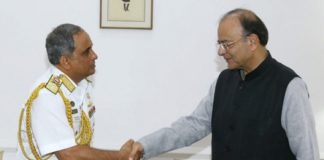 Naval Chief of Bangladesh, Admiral Nizamuddin Ahmad, on a trip to India