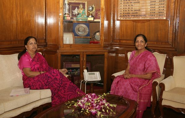 Chief Minister Vasundhara Raje, received from Union Defense Minister Nirmala Sitharaman