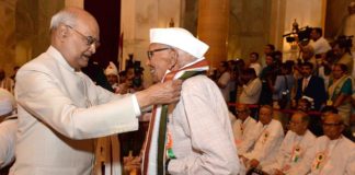 Rameshwar Chaudhary, freedom fighter, honored, President Ramnath Kovind