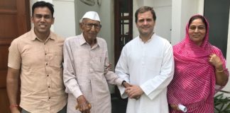 Freedom fighter, Rameshwar Chaudhary, met, Rahul Gandhi, amit pooniya, congress, rajasthan